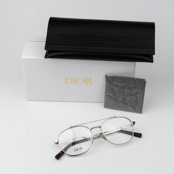 Dior Women Eyeglasses Matte Silver Gold Round CD DIAMONDO R2U F200 BRAND NEW - Picture 9 of 10